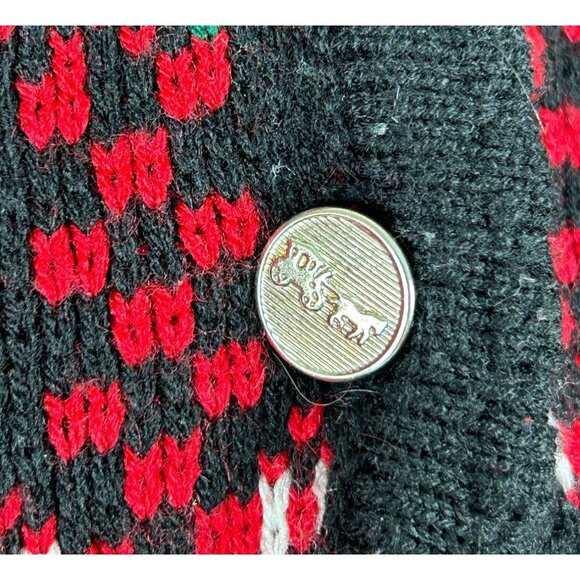 Tally Ho Button Up Cardigan Sweater Women's Size S Red Green Holiday Christmas - Picture 2 of 3